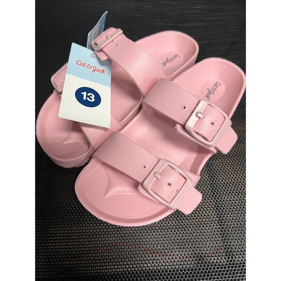 NWT Cat & Jack Girls Pink Noa Footbed Sandals - Size 13 - Picture 1 of 3